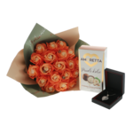 Set cadou Femei cu Bijuterie Argint 925 Inimă, buchet 19 Trandafiri și Praline 2