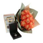 Set cadou Femei cu Bijuterie Argint 925 Inimă, buchet 19 Trandafiri și Praline 3