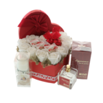 Set Cadou Femei „Dragoste” cu Parfum – Aranjament Floral cu Trandafiri de Săpun, Ciocolată și Lumânare 2
