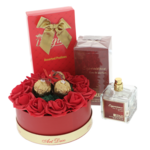 Set cadou femei Experience cu flori ciocolata si parfum