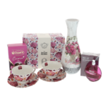 Set cadou femei trandafiri Metamorphoze cu vaza parfum si cani