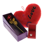 Love Ajándékcsomag Fém Rózsával, Ezüst Nyaklánccal és Szív Párnával 2