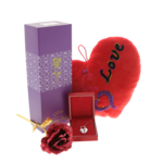 Love Ajándékcsomag Fém Rózsával, Ezüst Nyaklánccal és Szív Párnával