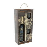 Set cadou Onomastica vin personalizat cu pahare cutie lemn