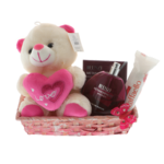 Set cadou pentru iubita cu ursulet si apa de parfum 2