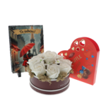 Set cadou-Te iubesc cu aranjament trandafiri, placa personalizata si praline 2