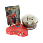 Set cadou-Te iubesc cu aranjament trandafiri, placa personalizata si praline 3