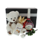 Teddy bear gift set with white rose Valentine 3