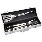 Barbeque Set with Three Tools in Metallic Box