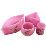 Candle set with pink orchids 1