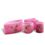 Candle set with pink orchids 2