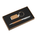 Pix set and metallic key ring with wood