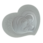 Sfânta Familie cu argint pe inimă lemn 38x31cm 2