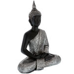 Statueta Buddha neagra cu haine argintii 1