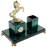 Green highclass desk stand with clock 1