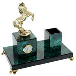 Green highclass desk stand with clock 2