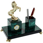 Green highclass desk stand with clock 6