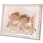 Silver plated icon with two angels 2