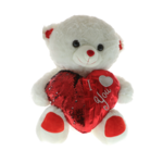 Ursulet de plus alb 45 cm cu inima brodata rosie 1