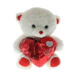 Ursulet de plus alb 45 cm cu inima brodata rosie 7