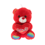 Red teddy bear rainbow heart 20cm