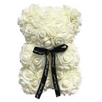 Teddy Bear with White Roses 25 cm 1