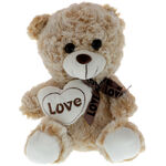 Beige plush teddy bear with bow 1