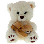 Cream teddy bear with a brown heart 1