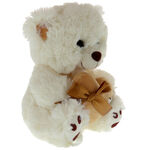 Cream teddy bear with a brown heart 3