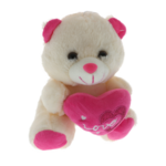 Ursulet pluș crem cu inimă roz 20cm 2