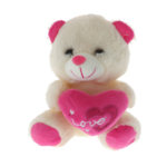 Ursulet pluș crem cu inimă roz 20cm
