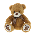 Brown fluffy teddy bear with bow 25cm