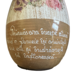 Rózsaszín virágokkal és pillangókkal festett váza Tavasz kezdődik 29cm 5