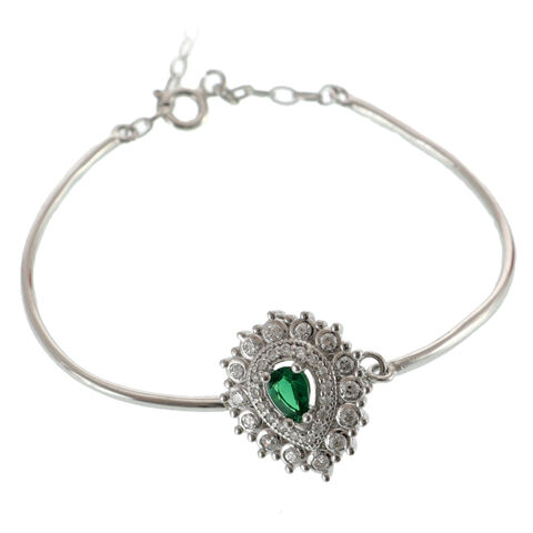 Green Royal Silver Adjustable Bracelet