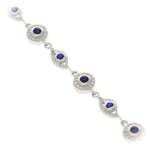 Silver bracelet with blue crystals