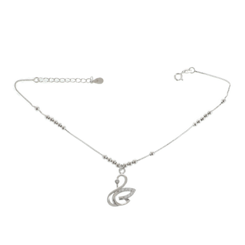 Adjustable leg bracelet swan silver