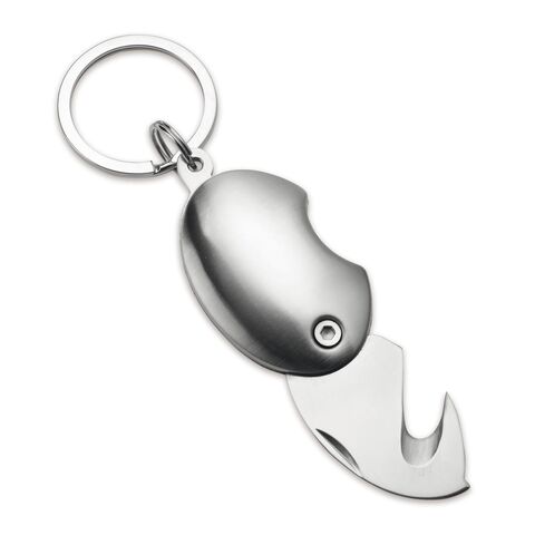 Keyring with seat belt cutter 