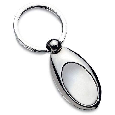 Oval keyring with inlay