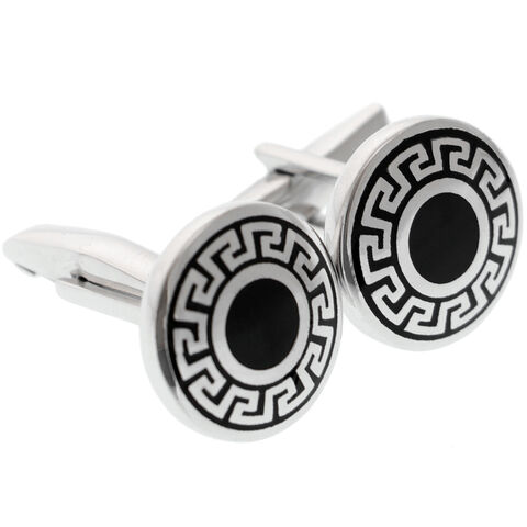 Greek Pattern Silver Cufflinks