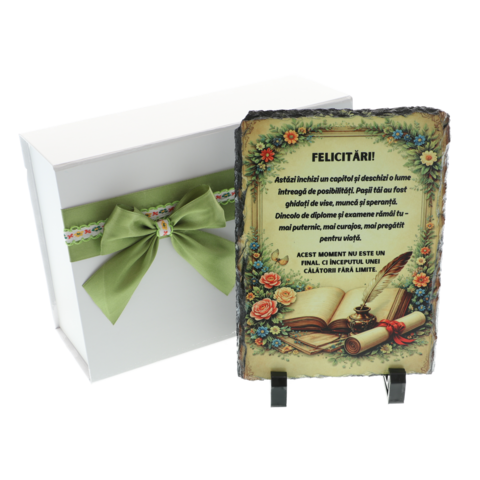 Cadou Absolvire Personalizat pe Piatră Naturala în Cutie Cadou