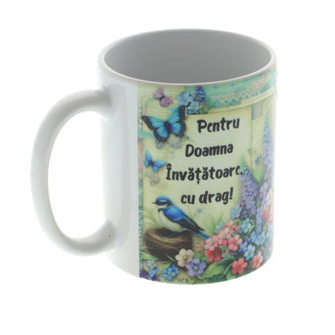 Personalized Teacher Mug 350ml – Floral Ceramic Mug with Flowers