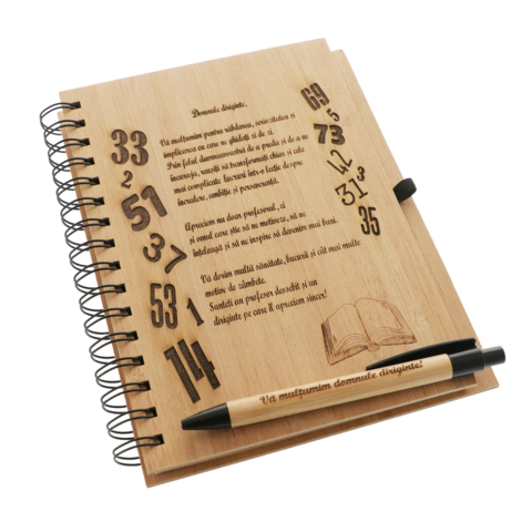 Cadou pentru Diriginte Agenda Bambus cu Pix Personalizat