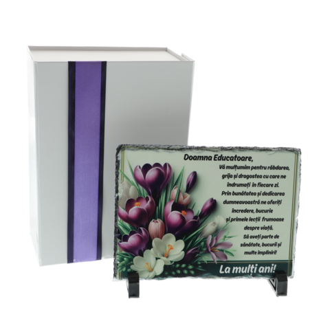 Cadou pentru Educatoare personalizat pe placa de piatra naturala 14x19cm