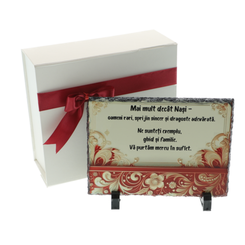 Cadou Personalizat pentru Nași – Placă din Piatră Naturală de Ardezie 14×19 cm