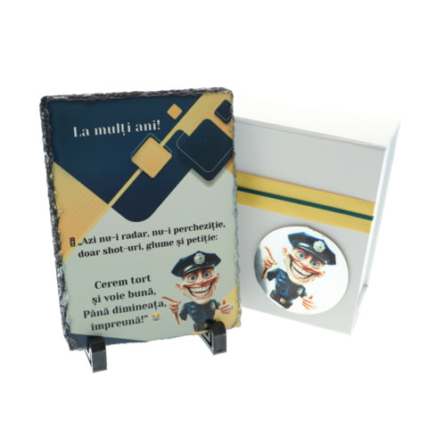 Cadou polițist haios personalizat pe piatră naturală