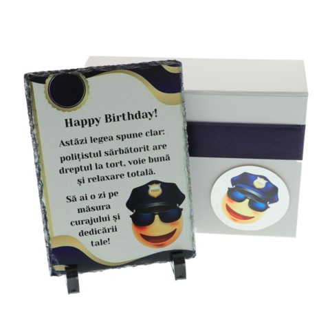 Cadou polițist personalizat pe piatră ardezie