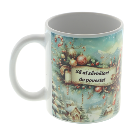 Cană cadou Crăciun – Sărbători de poveste | Cană personalizată 350 ml