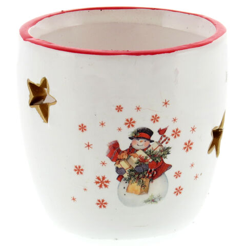 Snow Man Christmas Candle Holder