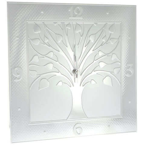 Silver wall clock tree of life 40cm