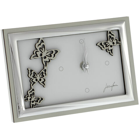 Silver Plated Clock Stylish Butterflies